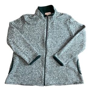 Stan Herman Heather Green Fleece Jacket/Sweater Zip Up Size XL Women NWOT